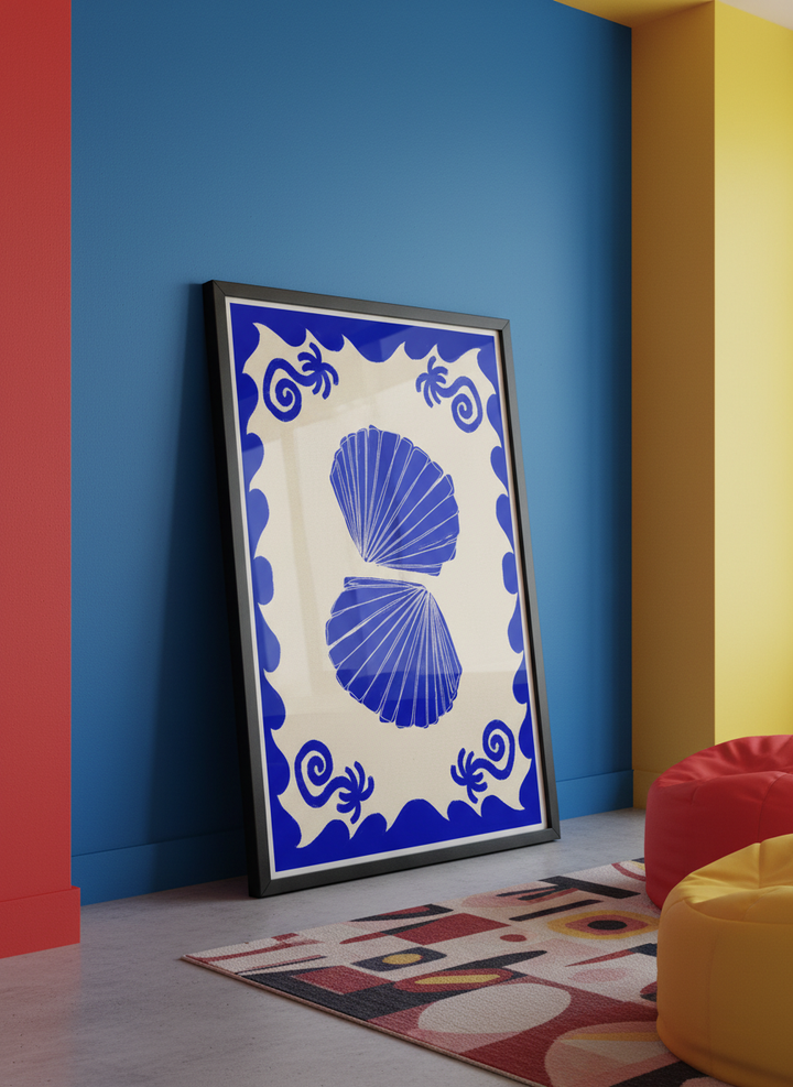 Bold wall art styled in a colourful, eclectic modern home