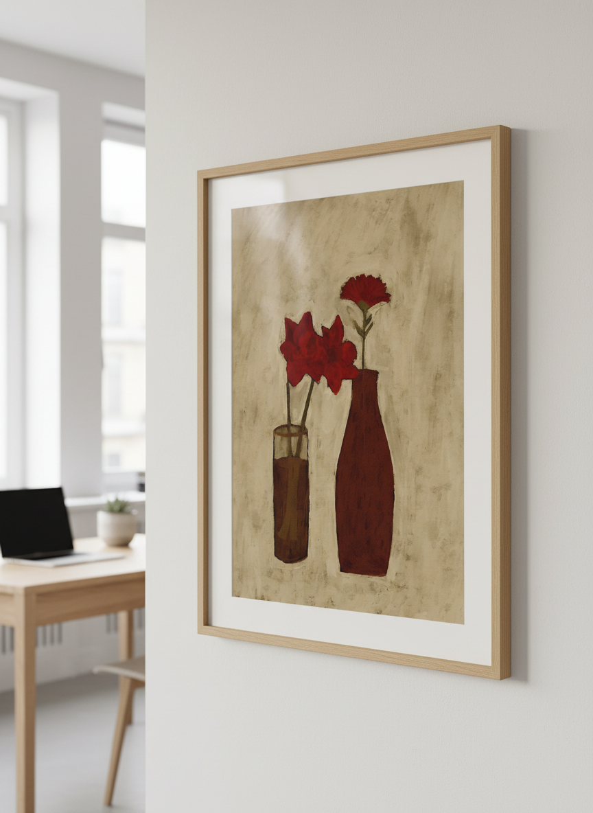 Contemporary wall art featured in a bright modern office workspace