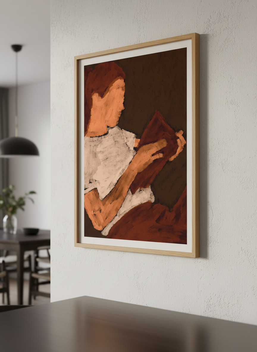 Wall art styled above a dining table in a contemporary home