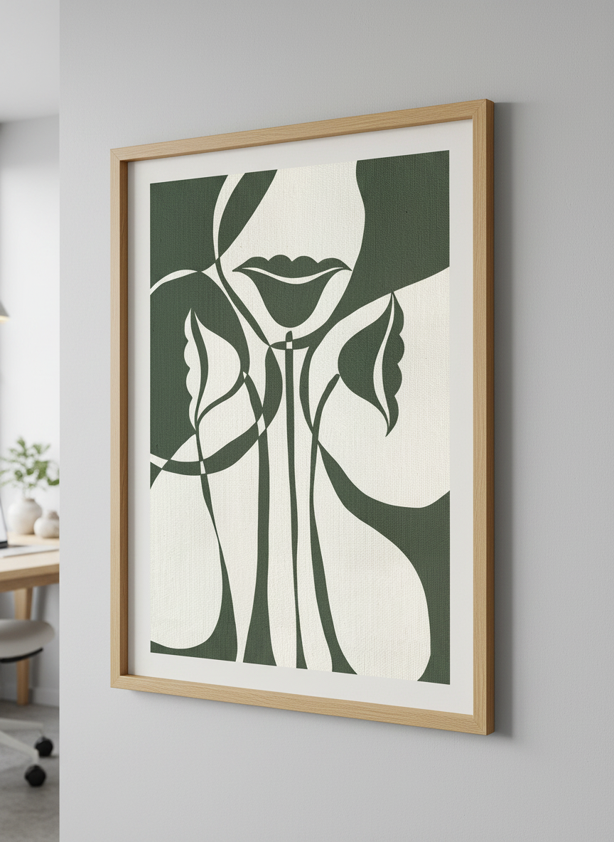 Contemporary wall art featured in a bright modern office workspace