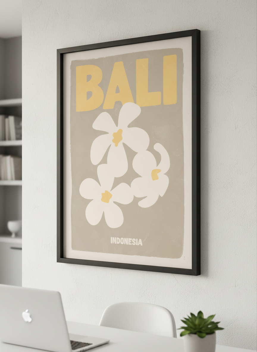 Contemporary wall art featured in a bright modern office workspace
