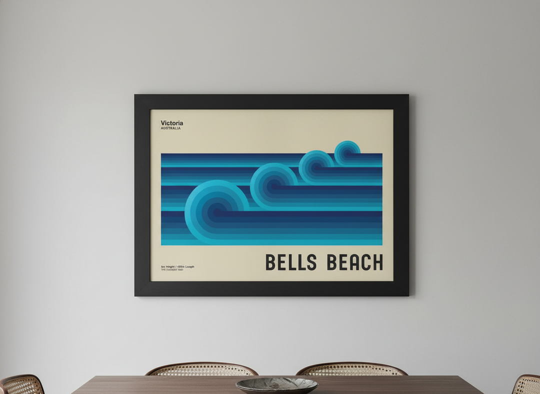 Wall art styled above a dining table in a contemporary home