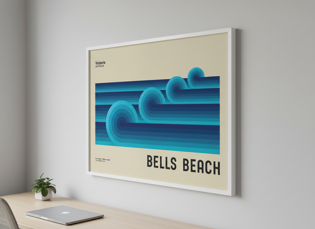 Contemporary wall art featured in a bright modern office workspace