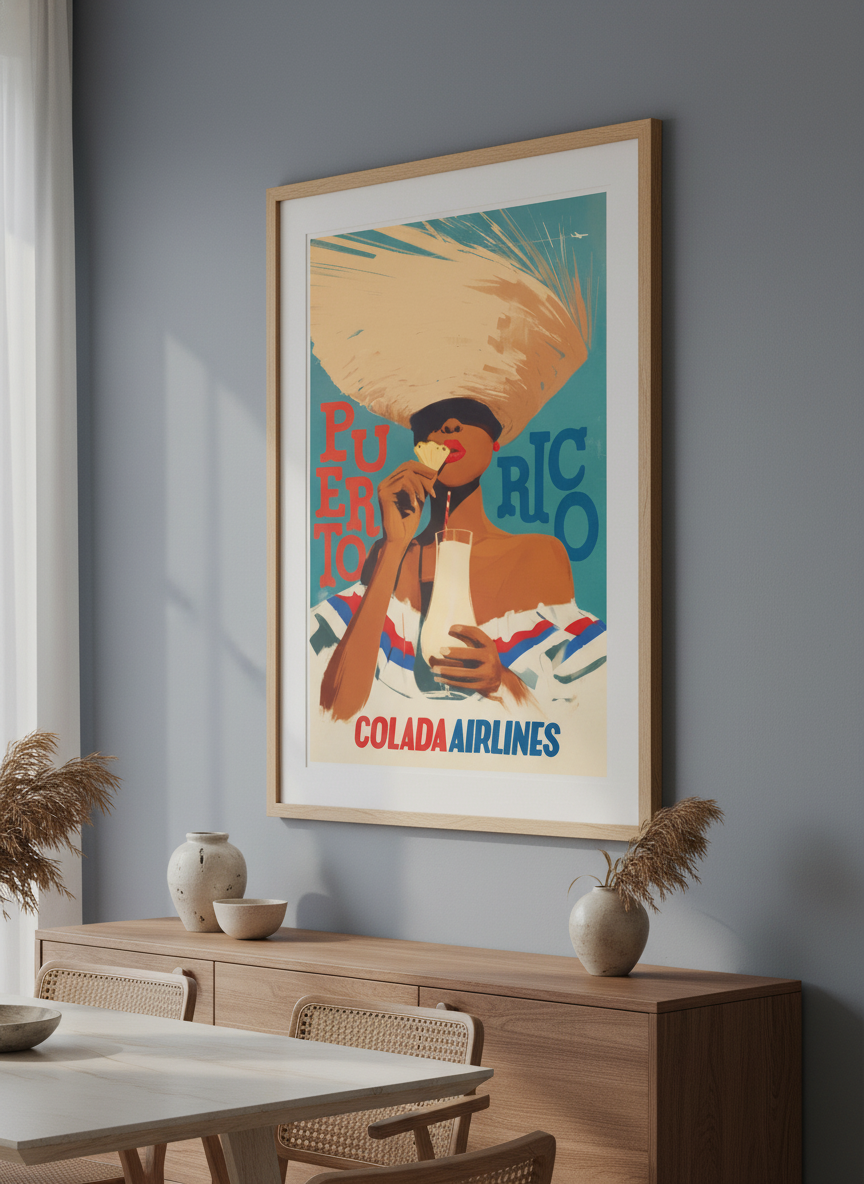 Wall art styled above a dining table in a contemporary home