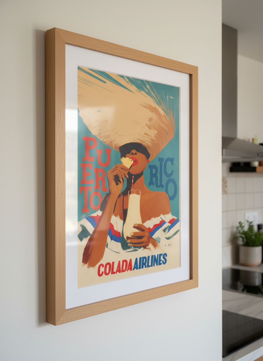 Artwork styled on the wall of a bright modern kitchen