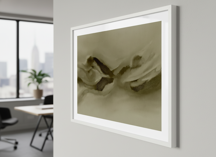 Contemporary wall art featured in a bright modern office workspace