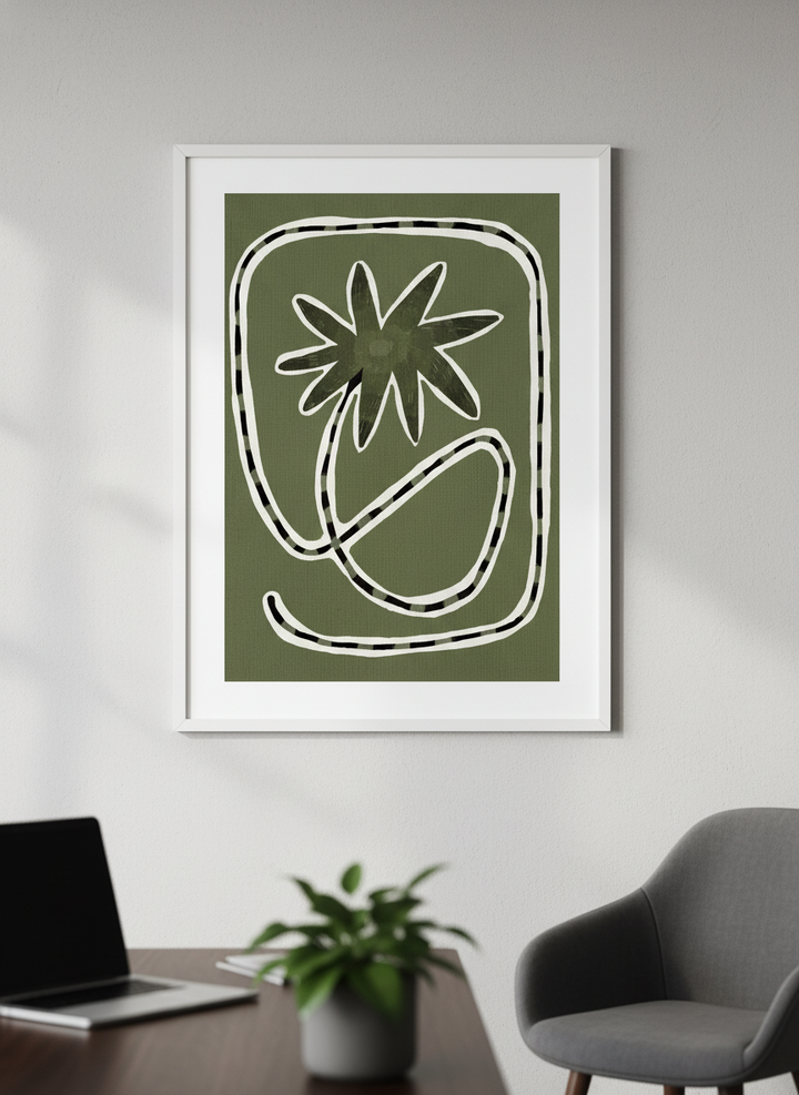 Contemporary wall art featured in a bright modern office workspace