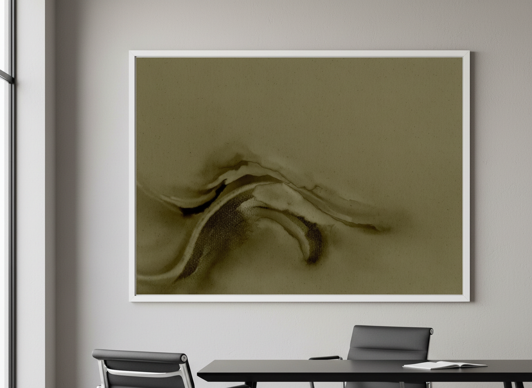 Contemporary wall art featured in a bright modern office workspace