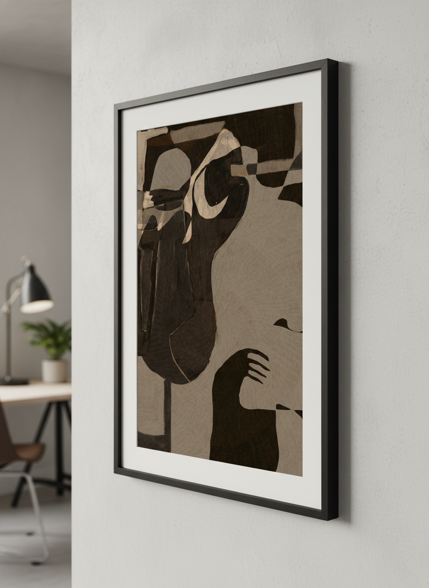 Contemporary wall art featured in a bright modern office workspace