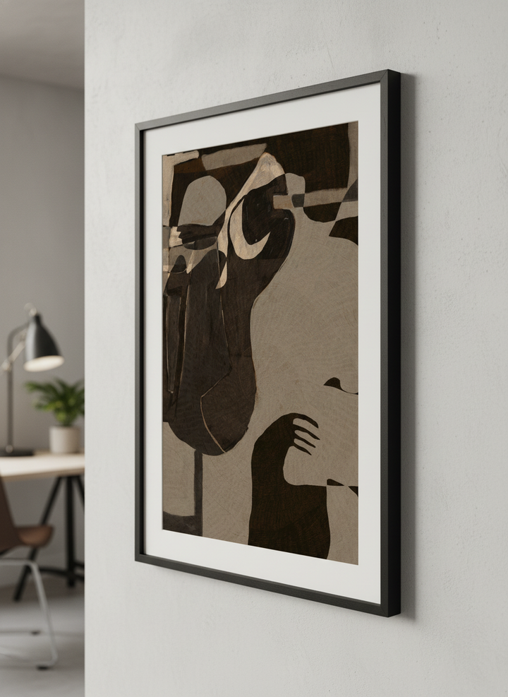 Contemporary wall art featured in a bright modern office workspace