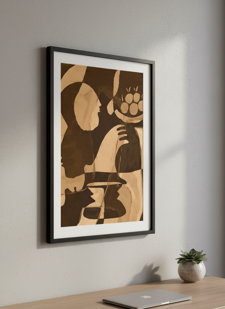 Contemporary wall art featured in a bright modern office workspace
