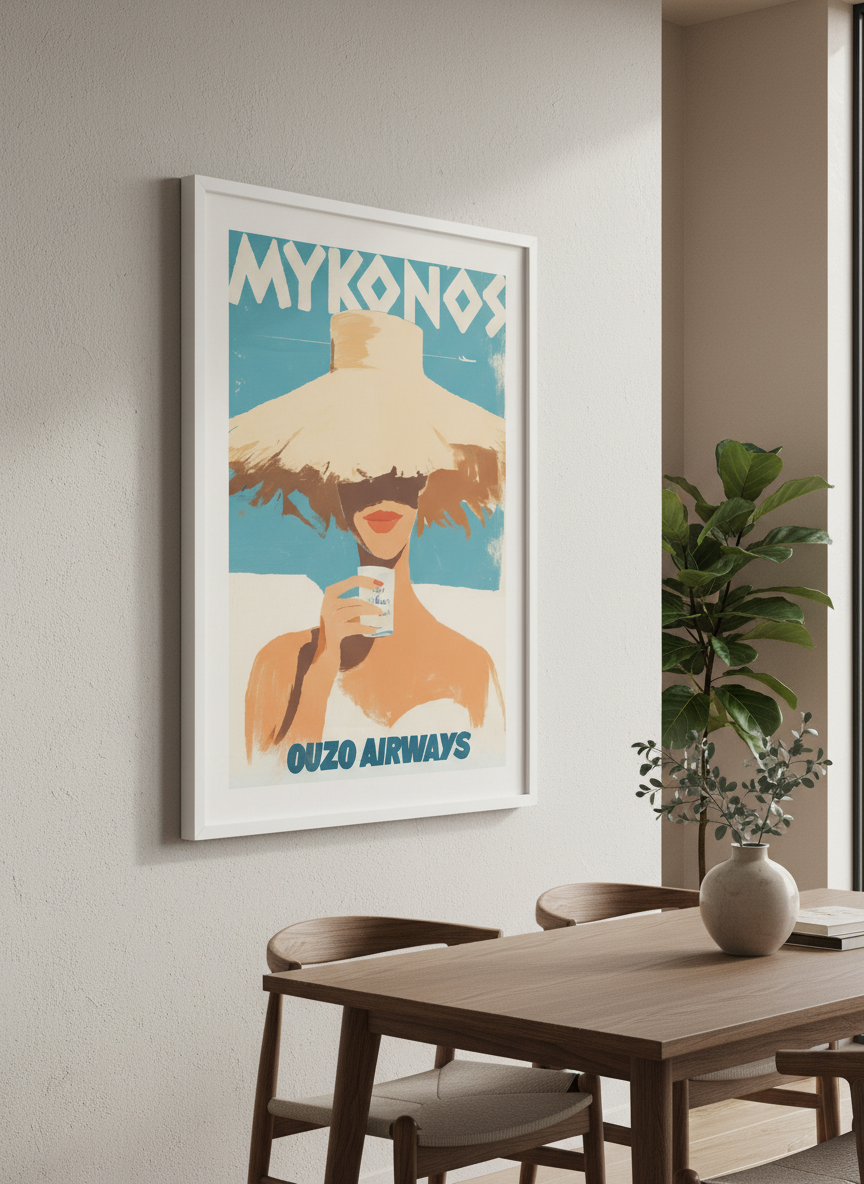 Wall art styled above a dining table in a contemporary home