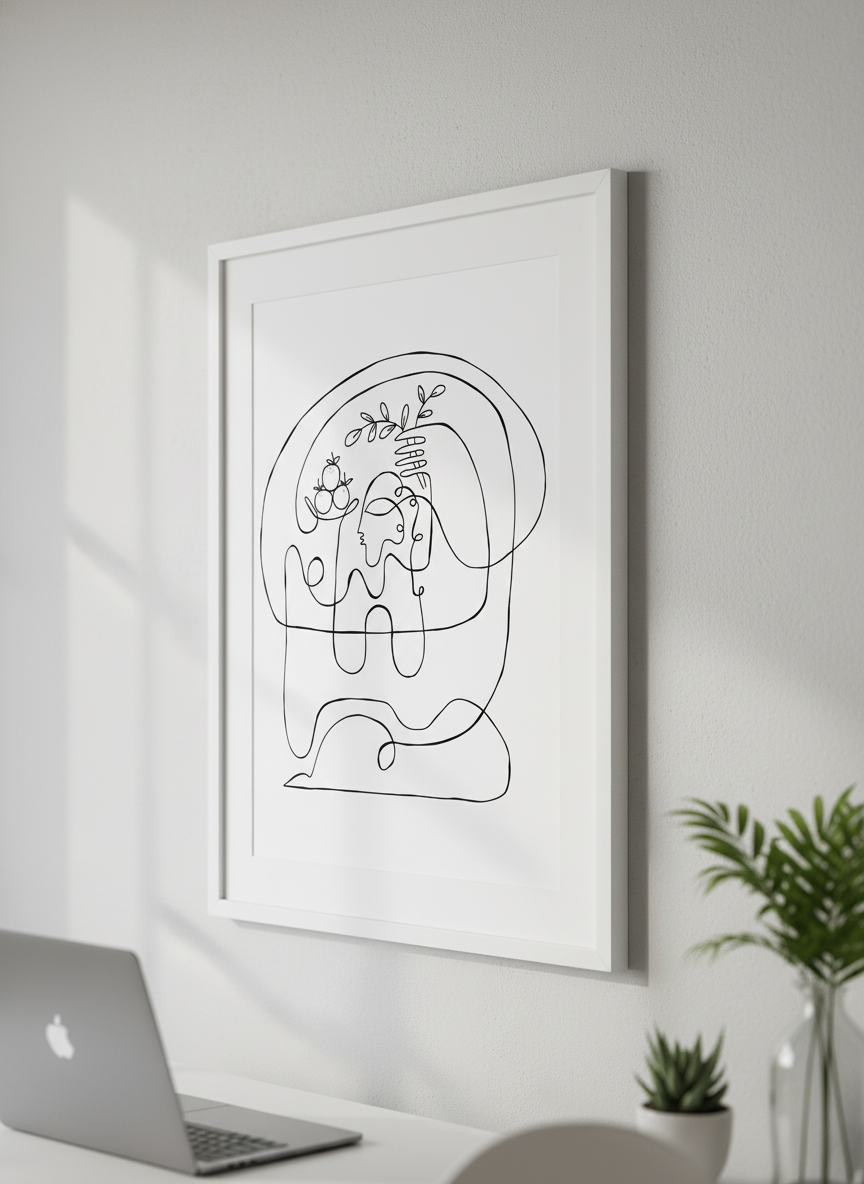 Contemporary wall art featured in a bright modern office workspace