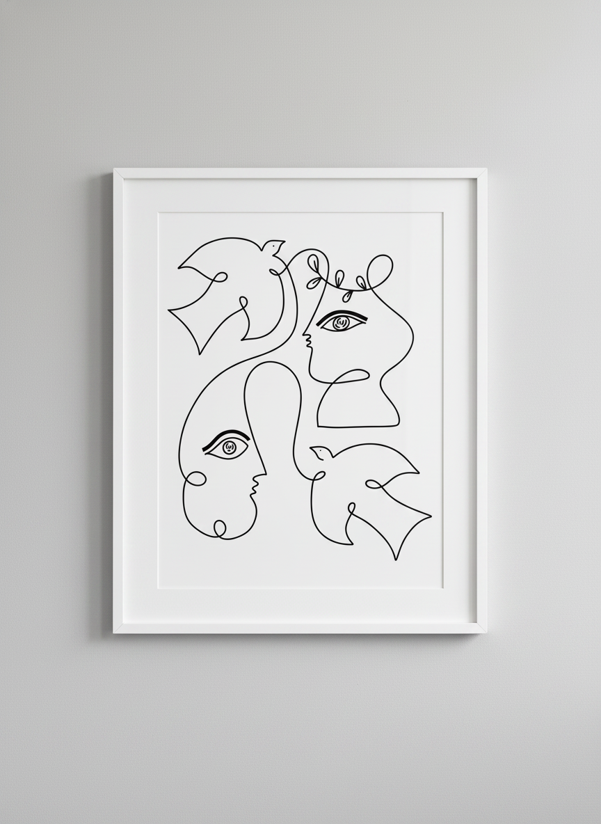 Contemporary wall art featured in a bright modern office workspace