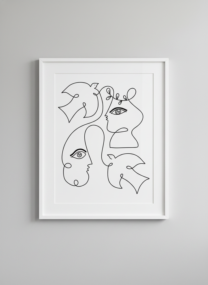 Contemporary wall art featured in a bright modern office workspace
