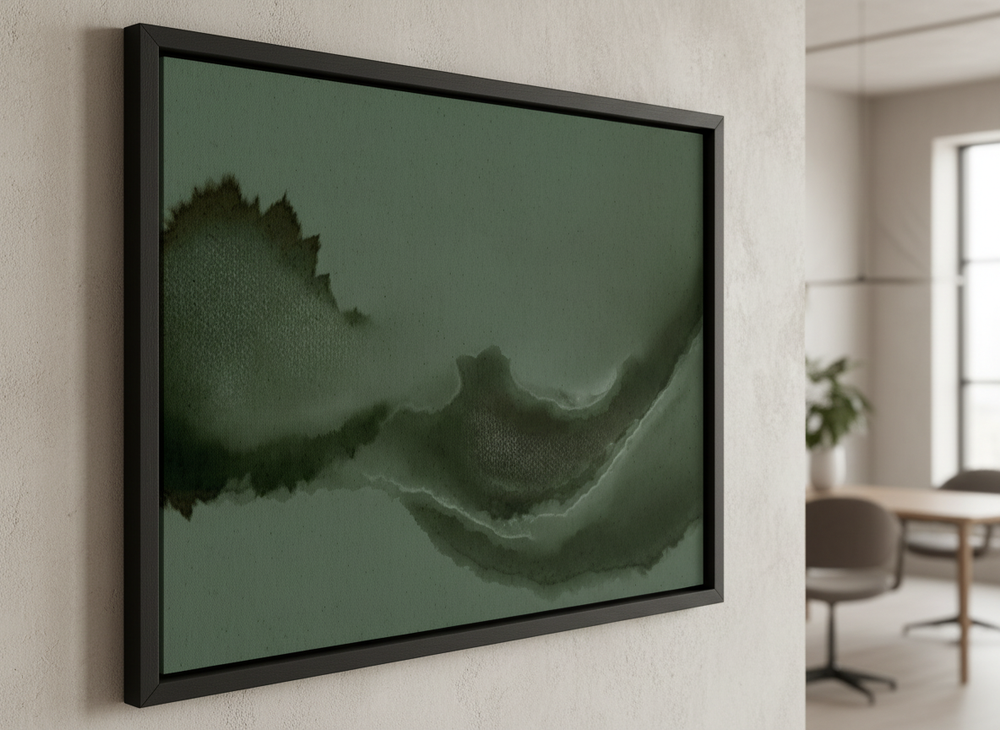 Contemporary wall art featured in a bright modern office workspace