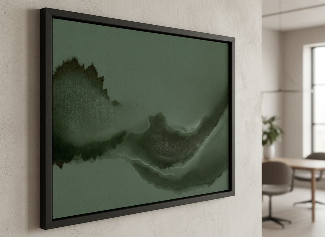 Contemporary wall art featured in a bright modern office workspace