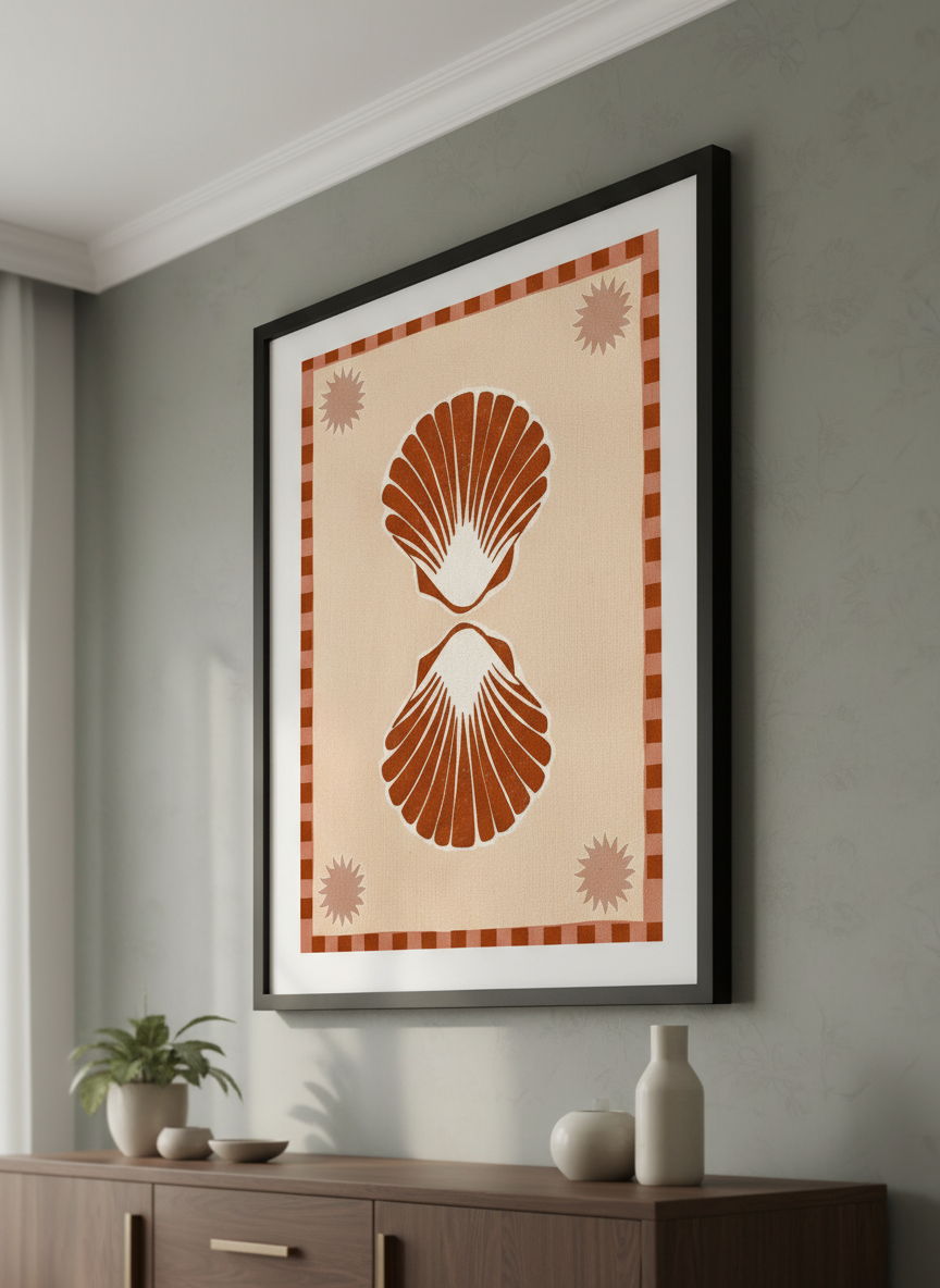 Wall art styled above a dining table in a contemporary home