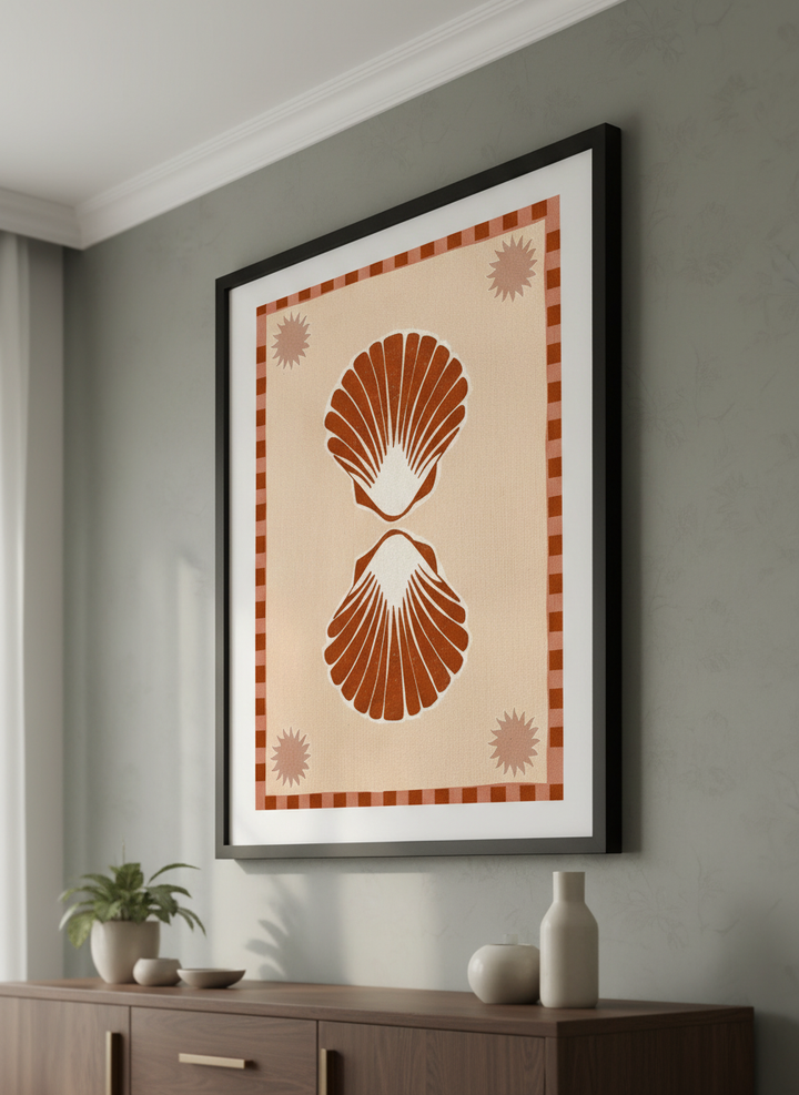 Wall art styled above a dining table in a contemporary home