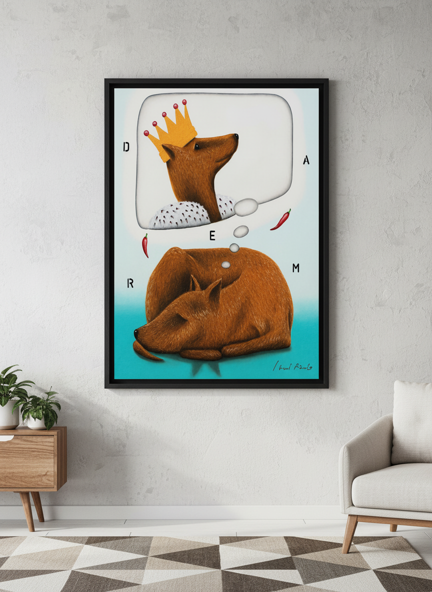 Modern wall art styled above a sofa in a neutral living room