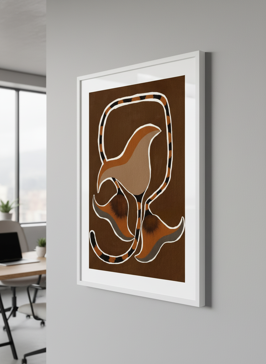 Contemporary wall art featured in a bright modern office workspace