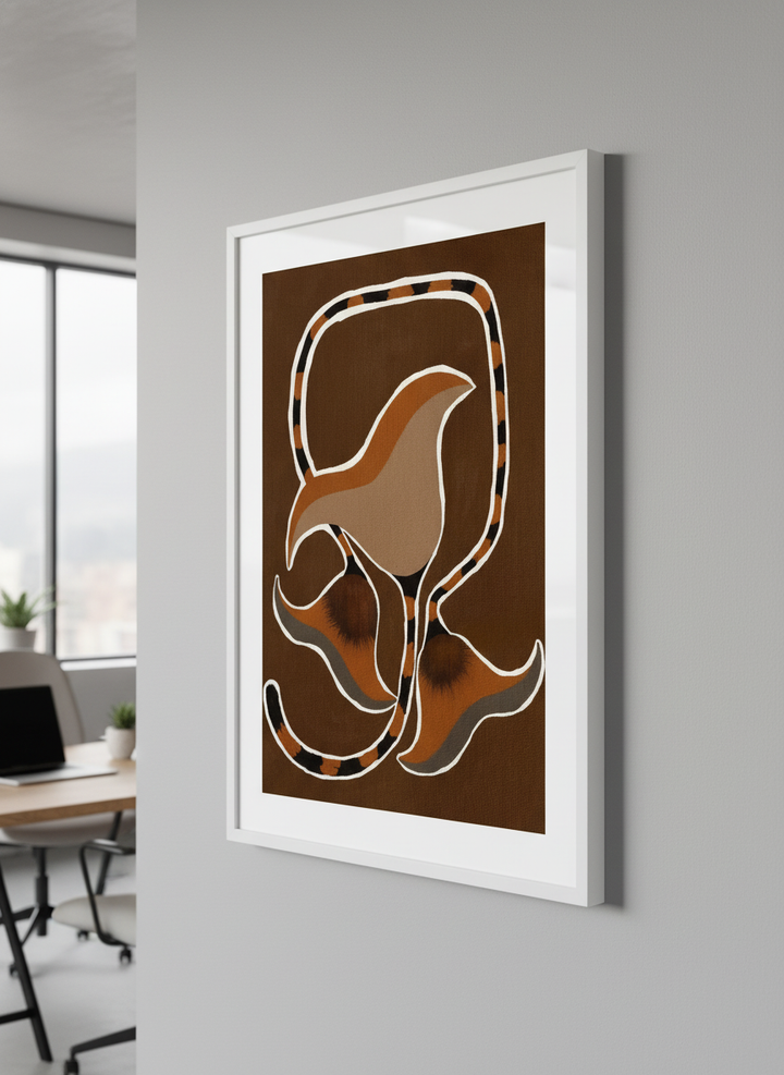 Contemporary wall art featured in a bright modern office workspace