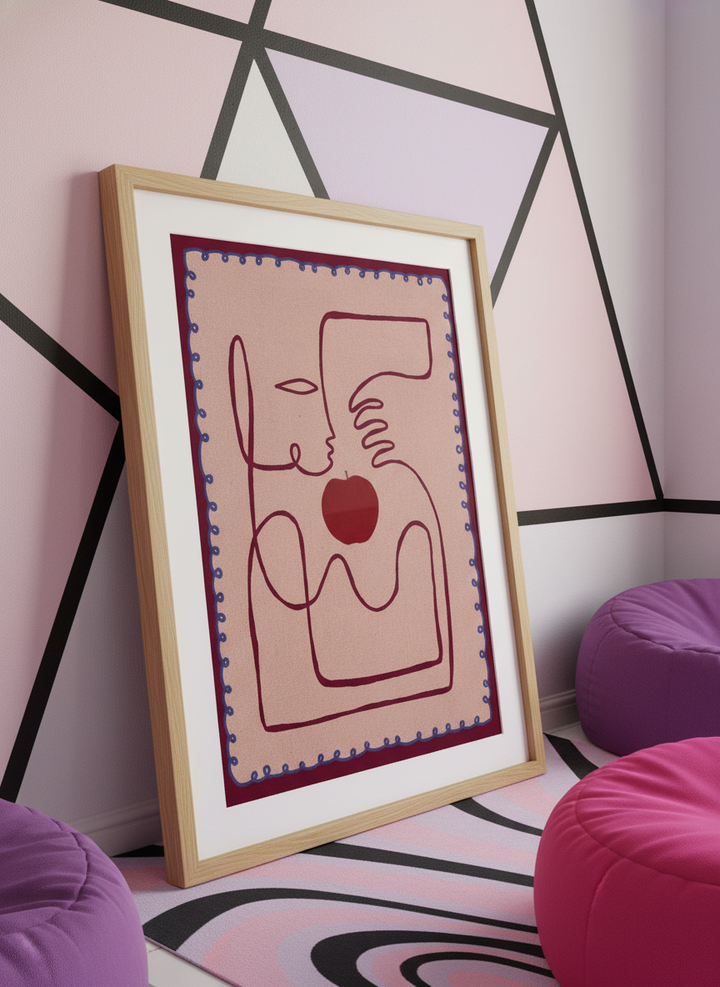 Bold wall art styled in a colourful, eclectic modern home