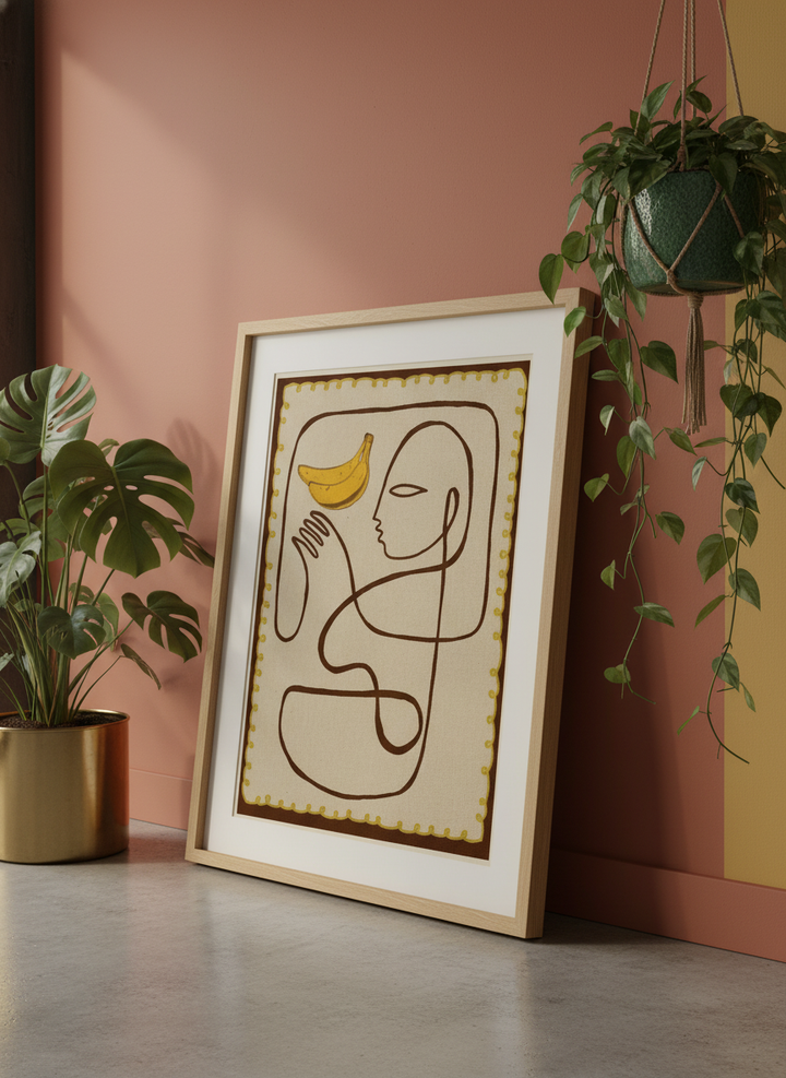 Bold wall art styled in a colourful, eclectic modern home