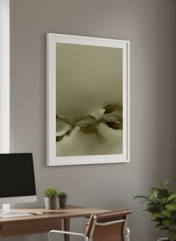 Contemporary wall art featured in a bright modern office workspace