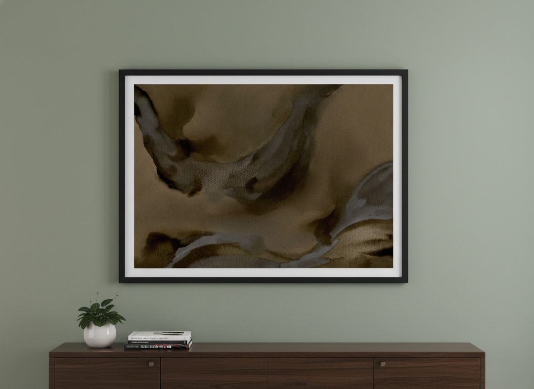 Wall art styled above a dining table in a contemporary home