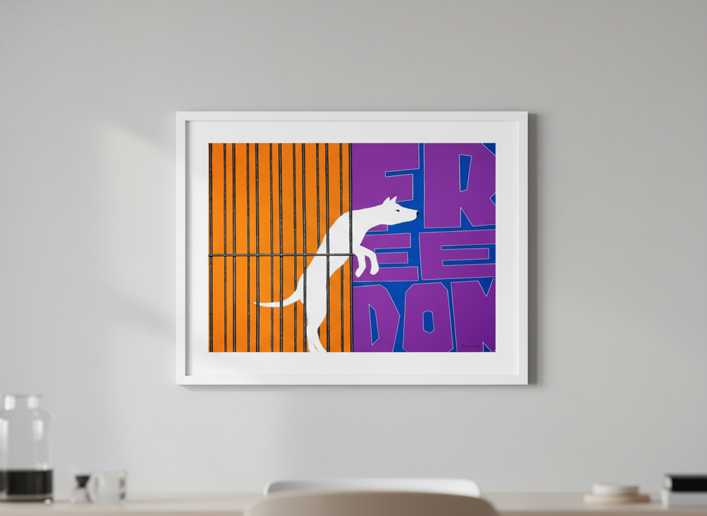 Contemporary wall art featured in a bright modern office workspace