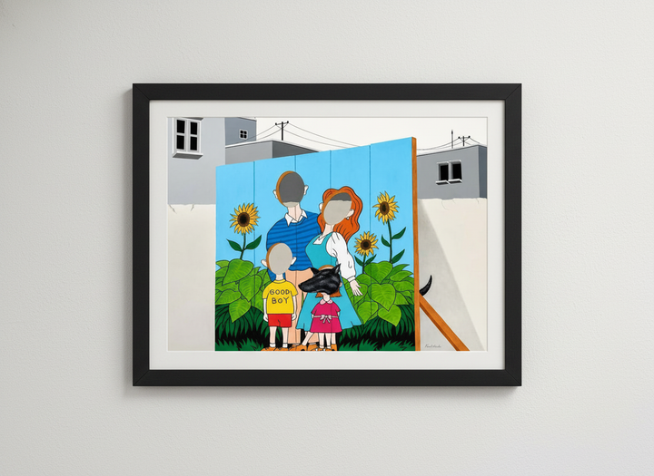 Contemporary wall art featured in a bright modern office workspace