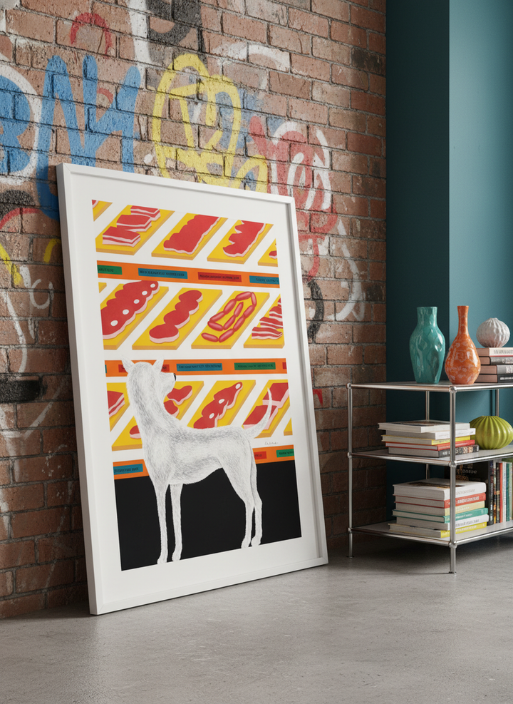 Bold wall art styled in a colourful, eclectic modern home