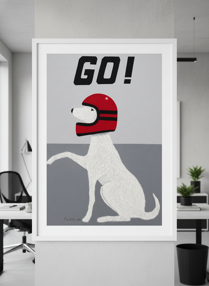 Contemporary wall art featured in a bright modern office workspace