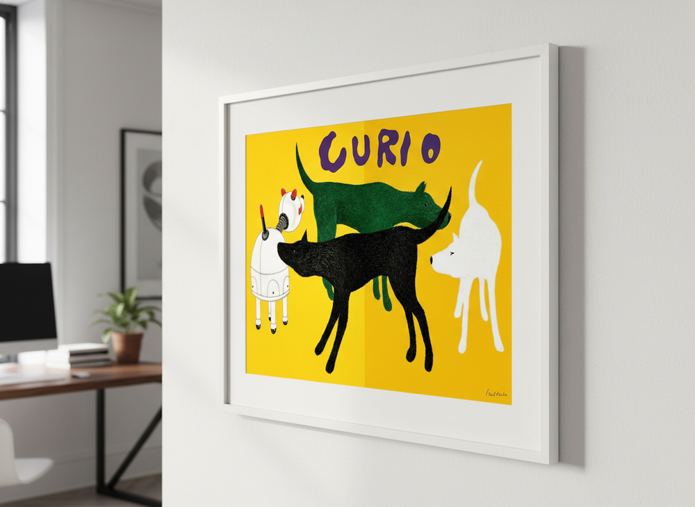 Contemporary wall art featured in a bright modern office workspace