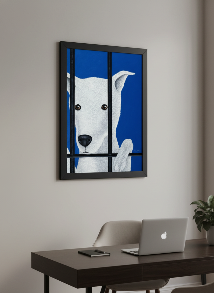 Contemporary wall art featured in a bright modern office workspace
