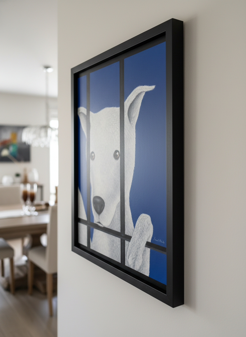 Wall art styled above a dining table in a contemporary home