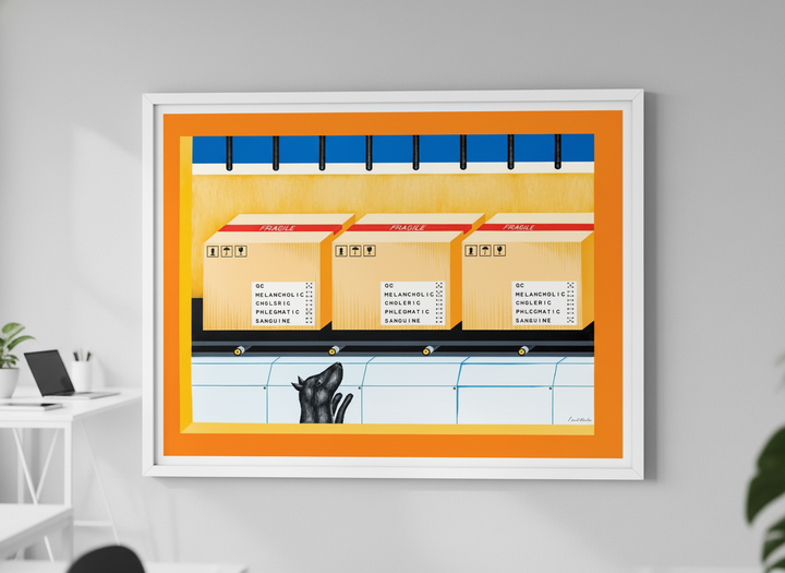 Contemporary wall art featured in a bright modern office workspace