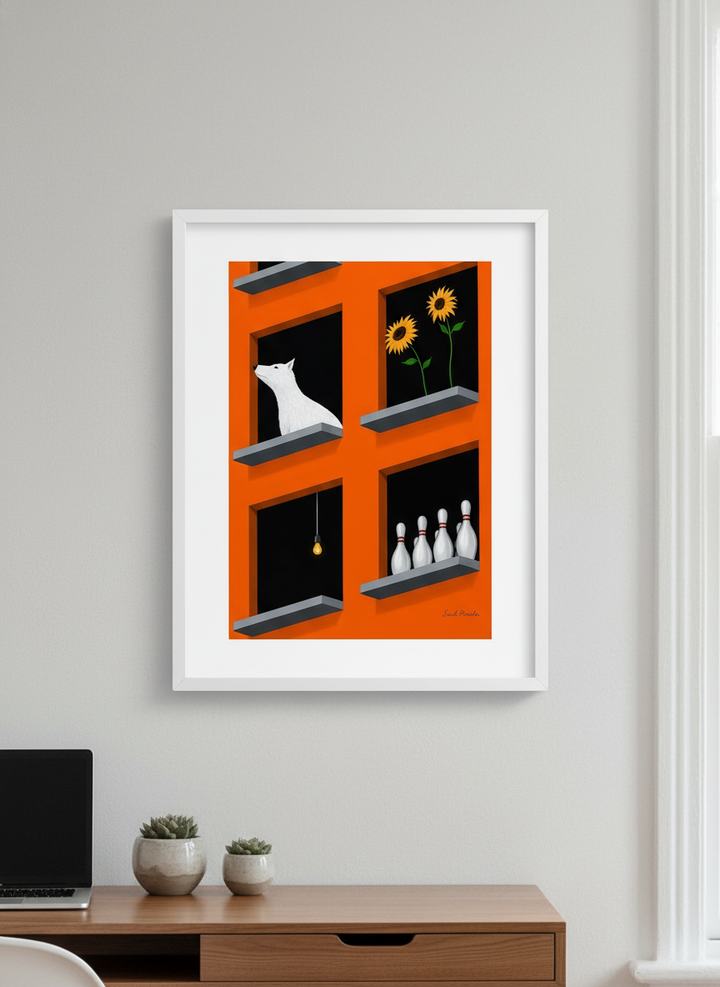 Contemporary wall art featured in a bright modern office workspace