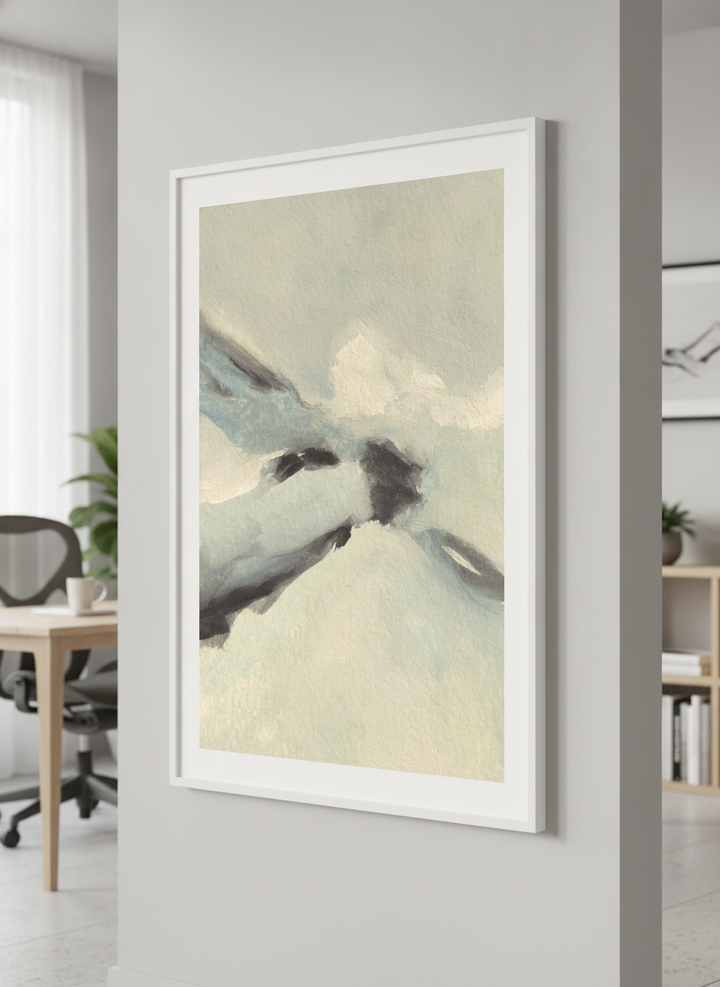 Contemporary wall art featured in a bright modern office workspace