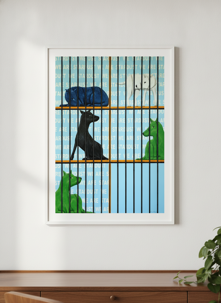 Contemporary wall art featured in a bright modern office workspace
