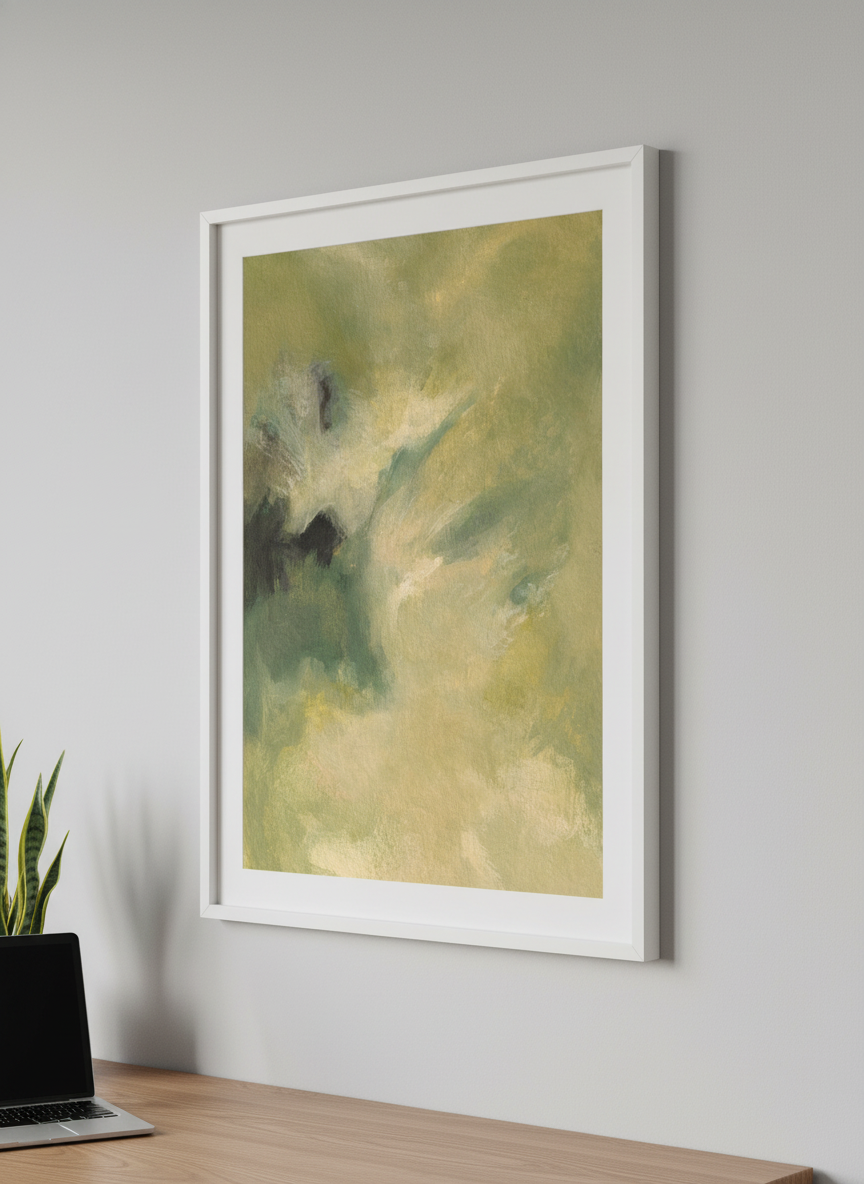 Contemporary wall art featured in a bright modern office workspace