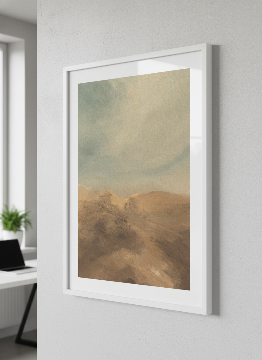 Contemporary wall art featured in a bright modern office workspace