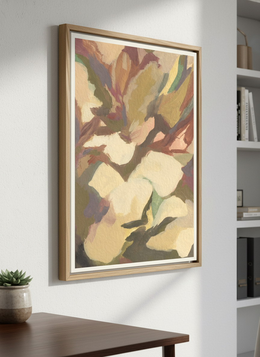 Contemporary wall art featured in a bright modern office workspace
