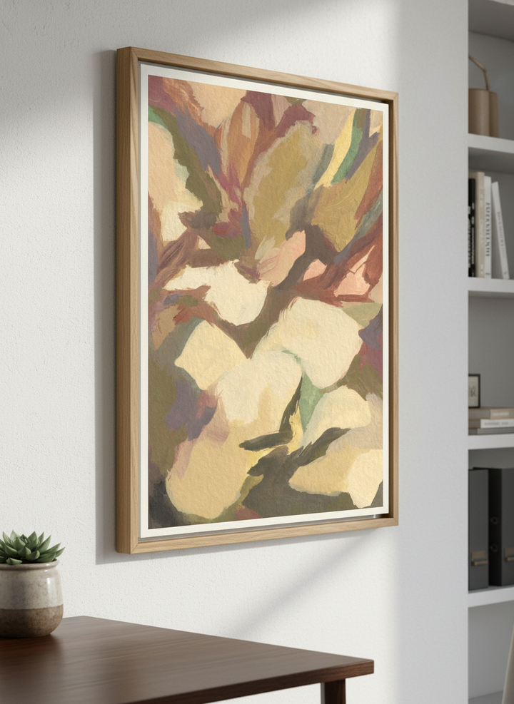 Contemporary wall art featured in a bright modern office workspace