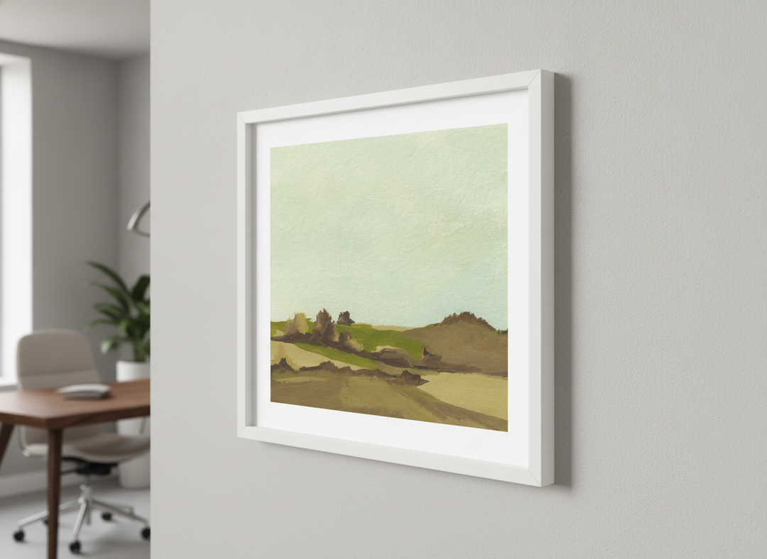 Contemporary wall art featured in a bright modern office workspace