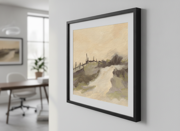 Contemporary wall art featured in a bright modern office workspace
