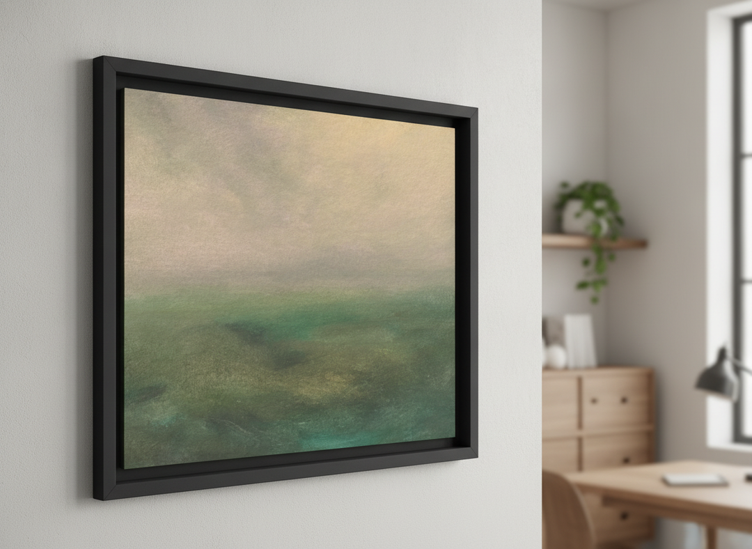 Contemporary wall art featured in a bright modern office workspace