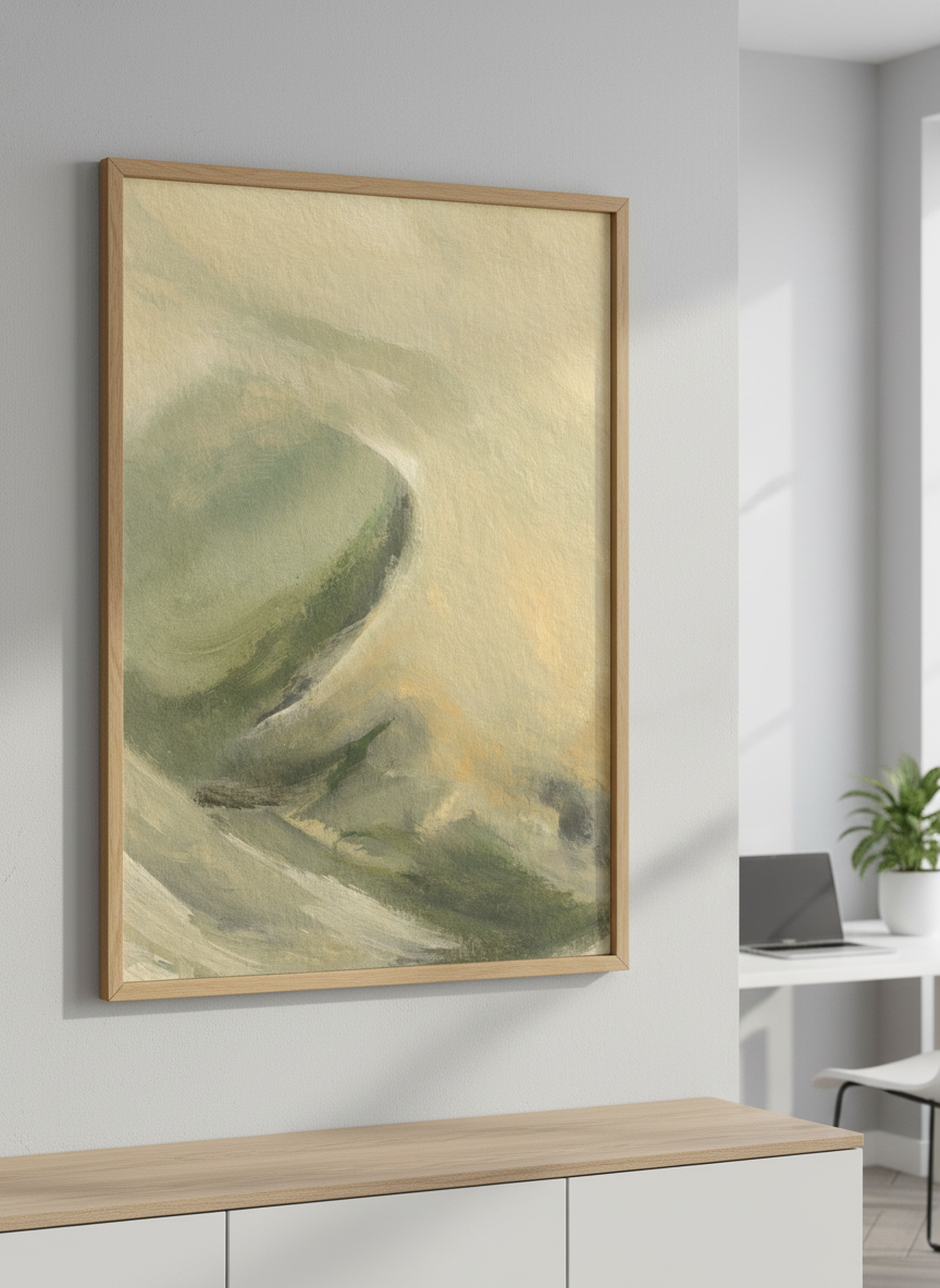 Contemporary wall art featured in a bright modern office workspace