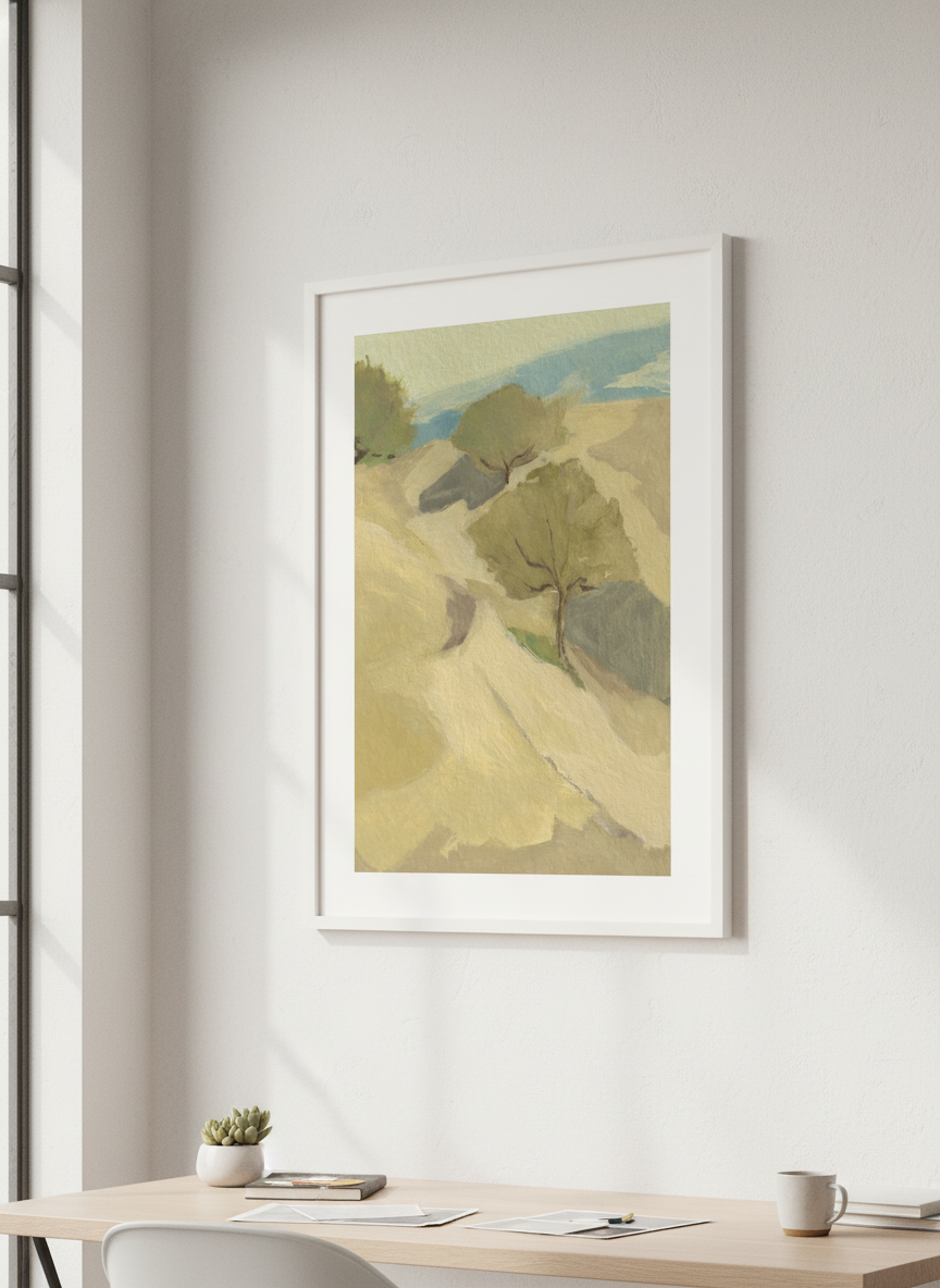 Contemporary wall art featured in a bright modern office workspace